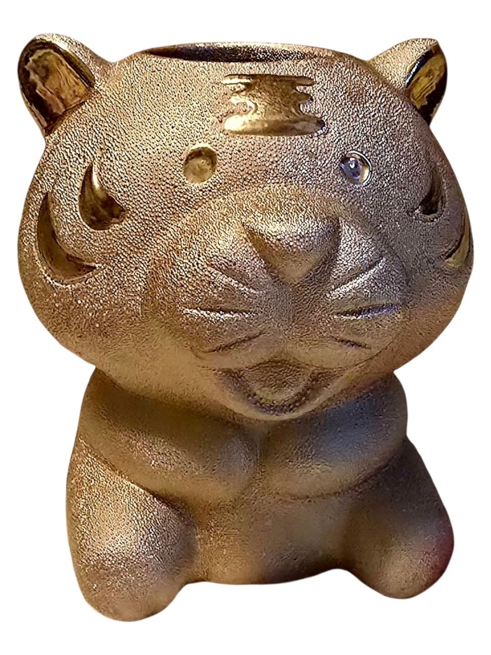 Gold Ceramic Tiger Planter for Small Pets & Accessories